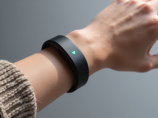 Advanced wearable health monitoring device with AI analysis, smart healthcare technology, modern fitness tracker design